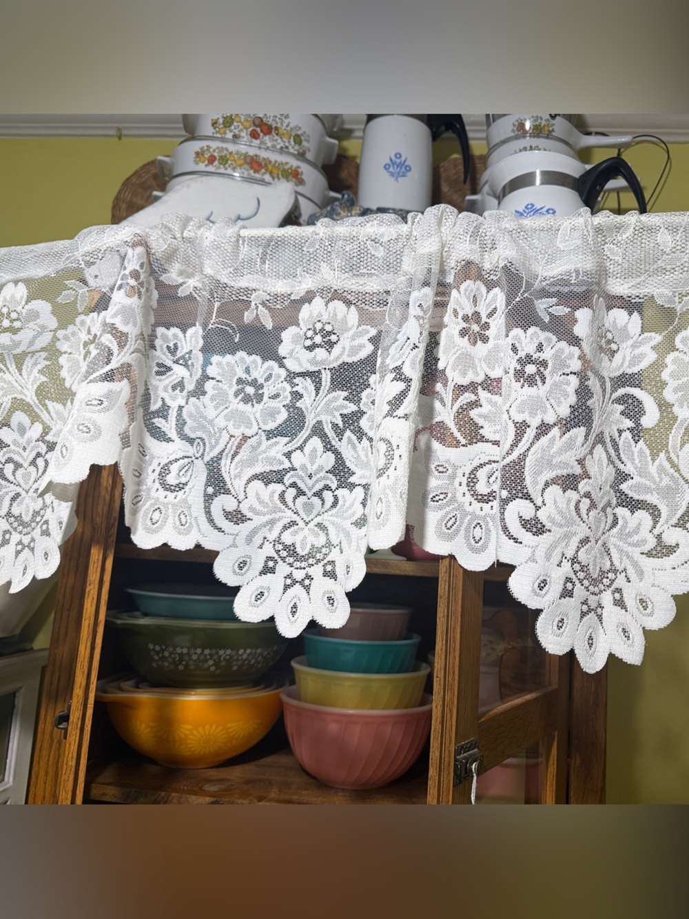 jcpenney White cream Floral Lace Kitchen Valance set of 2